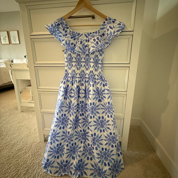 Hill House Akilah Blue Shell Midi Dress Size S - Picture 5 of 8